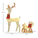 Outsunny 170 LED Light Reindeer and Sleigh Christmas Decoration