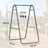 Outsunny Hammock Chair Stand Only 150KG Load Capacity for Indoor Outdoor, Black