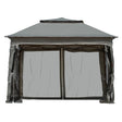 Outsunny 3 x 3(m) Pop Up Gazebo, Double-roof Garden Tent with Netting and Carry Bag, Party Event Shelter for Outdoor Patio, Dark Grey