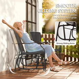 Outsunny Gliding Jack and Jill Seat, with Glass-Top Table - Black