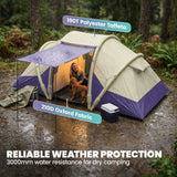 Outsunny Inflatable Tent 2 Bedroom 3000mm Waterproof Windproof Air Tent with Carry Bag for 4 Person