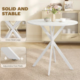 HOMCOM 80cm Industrial Round Dining Table - White