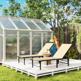 Outsunny Set of Two Reclining Sun Loungers - Khaki