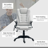 HOMCOM Executive Office Chair with Massage and Heat, High Back PU Leather Massage Office Chair with Adjustable Height, Light Grey