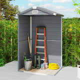 Outsunny 4.4ft x 3.3ft size Aluminium Frame and Plastic Wall Shed, with Foundation - Grey