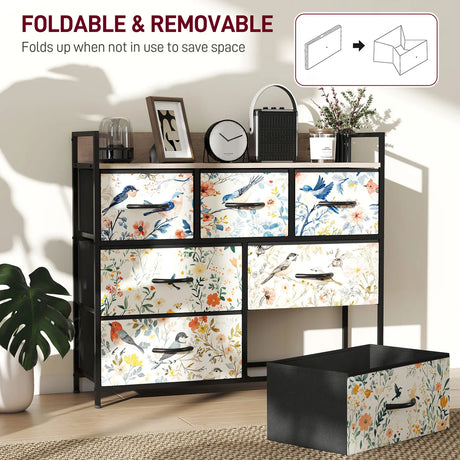 HOMCOM 7-Drawer Chest of Drawers - White
