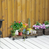 Outsunny 2 Pack Plant Caddy with Wheels, 30 cm Square Wooden Plant Pot Trolley, Pot Caddy for Outdoor Patios, Decks and Indoors, Dark Brown