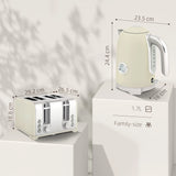 HOMCOM Retro 3000W Kettle and Toaster Set - Grey