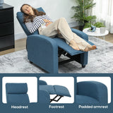 HOMCOM 135 Push Back Recliner Armchair, with Footrest - Blue