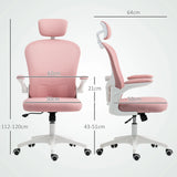 Vinsetto Multi-Adjustable Office Chair, with Lumbar Support, Headrest and Mesh Back - Pink