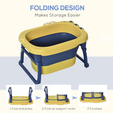 HOMCOM Baby Bathtub for 0-6 Years Collapsible Non-Slip Portable with Stool Seat for Newborns Infants Toddlers Kids - Yellow