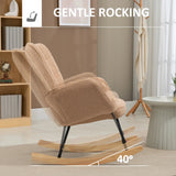 HOMCOM Soft Fleecey Rocking Wingback Chair - Light Brown