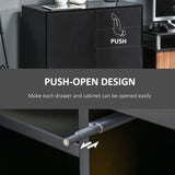 HOMCOM High Gloss Frame Sideboard, Push-Open Design with 2 Drawers for Living Room, Bedroom, 74H x 79W x 36Dcm, Black