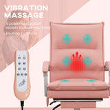 Vinsetto Vibration Massage Office Chair with Heat, Ergonomic Computer Desk Chairs, Faux Leather Desk Chair with Footrest, Armrest and Reclining Backrest, Pink