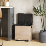 HOMCOM 30L Dual Compartment Stainless Steel Bin, with Deodoriser Holders - Gold Tone