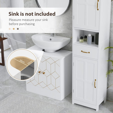 HOMCOM Under Sink Bathroom Cabinet, Under Sink Cabinet with Adjustable Shelf and Open Compartment for Basin with or without Pedestal, 60 x 30 x 60cm, White