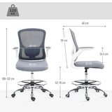 HOMCOM Draughtsman Chair, with Adjustable Lumbar - Charcoal Grey