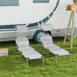 Outsunny Outdoor Foldable Sun Lounger Set of 2, 4 Level Adjustable Backrest Reclining Sun Lounger Chair with Angle Adjust Sun Shade Awning for Beach, Garden, Patio, Light Grey