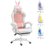 Vinsetto Racing Gaming Chair, Reclining PU Leather Computer Chair with Removable Rabbit Ears, Footrest, Headrest and Lumber Support, Pink