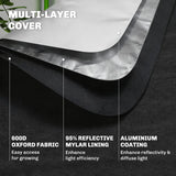 Outsunny Grow Tent 120 x 120 x 200 cm, Reflective Mylar Hydroponic Growing Tent with 600D Oxford Fabric, Observation Window, Vent, Zipper Door for Indoor Plant Growing, Black