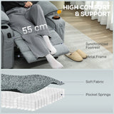 HOMCOM Electric Massage Recliner Armchair with Vibration, Heat, Whisper-Quiet Motor, Memory Function, Velvet Power Reclining Chair with Spring Pack, USB Port, Footrest, Side Pocket, Cup Holders, Grey