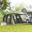Outsunny Inflatable 3-4 Man Tunnel Tent w/ Air Pump, Living Area & Vestibule, Waterproof Family Camping Air Tent w/ Sewn In Groundsheet & Removable Footprint for Camping, Hiking, Olive Green
