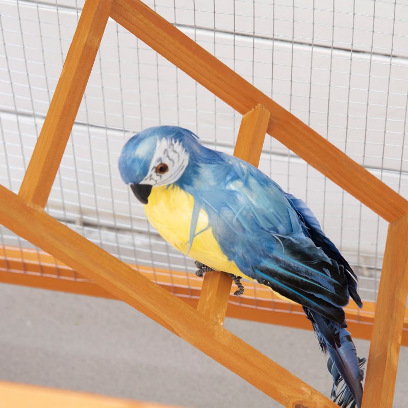 PawHut Wooden Bird Cage Budgie Cage for Canary Parakeet Aviary with Removable Tray,Asphalt Roof for Outdoor Indoor