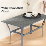 Outsunny Metal Garden Coffee Table, Rectangular Outdoor Side Table with Slatted Tabletop, Foot Pads for Outside, Garden, Balcony, Porch, 91.5 x 55 x 45cm, Dark Grey