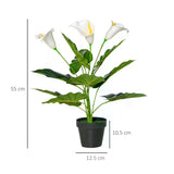 HOMCOM Set of 2 Artificial Realistic Calla Lily Flower, Faux Decorative Plant in Nursery Pot for Indoor Outdoor Décor, 55cm