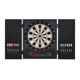 HOMCOM Electronic Dartboard Set, 27 Games Modes and 202 Variations, LED & 12 Soft Tip Darts and Cabinet to Storage, Ready-to-Play Multi-Game Option Darts Machine