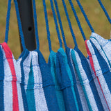 Outsunny 298 x 117cm Hammock with Stand Camping Hammock with Portable Carrying Bag, Adjustable Height, 120kg Load Capacity, Blue and White Stripe