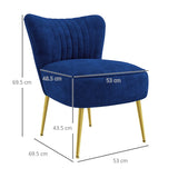 HOMCOM Velvet-Feel Tub Accent Chair - Dark Blue