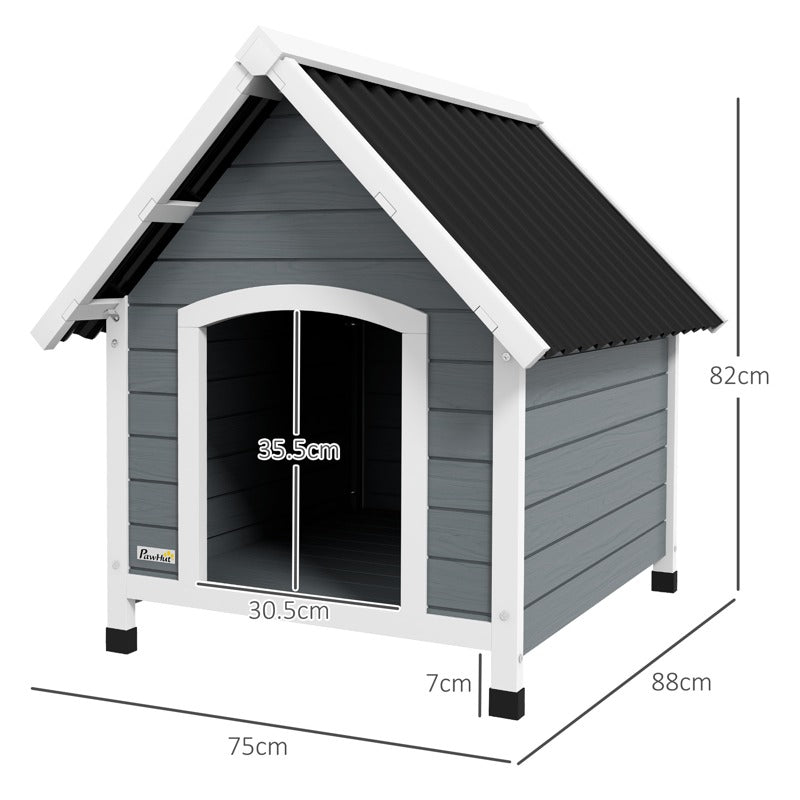 PawHut Outdoor Dog Kennel, Wooden Dog House, with Removable Floor, Anti-Corrosion Wood, for Medium Dogs,  82H x 75W x 88Dcm