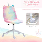 Vinsetto Fluffy Unicorn Office Chair with Mid-Back and Swivel Wheel, Cute Desk Chair, Rainbow Multi-Colored