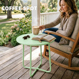 Outsunny 48 cm Round Garden Side Table, Small Metal Outdoor Garden Table with Rolled Edge, Green