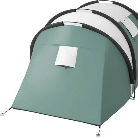Outsunny Two-Man Tent, with Bedrooms, Living Room and Canopy - Dark Green