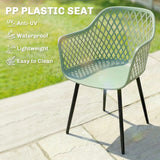 Outsunny Garden Chairs Set of 4, Garden Dining Chairs with Cut Out Diamond Back and Armrests for Patio, Balcony, Terrace, Green
