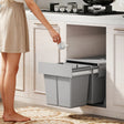 HOMCOM Pull Out Bin, Under Sink Bin - 2 Removable Compartments (15L Each) for 400mm Cabinets, Light Grey