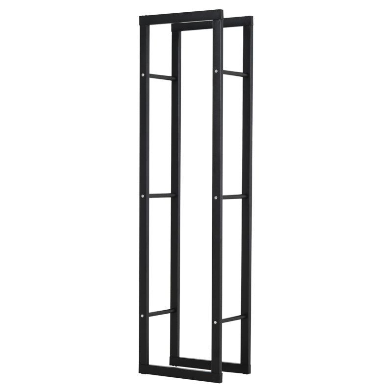 HOMCOM Metal Firewood Log Holder Tall Firewood Rack Indoor Outdoor Fireplace Wood Storage Shelf with Side Rails, Rust-Resistant, Black, 40W x 25D x 150H cm