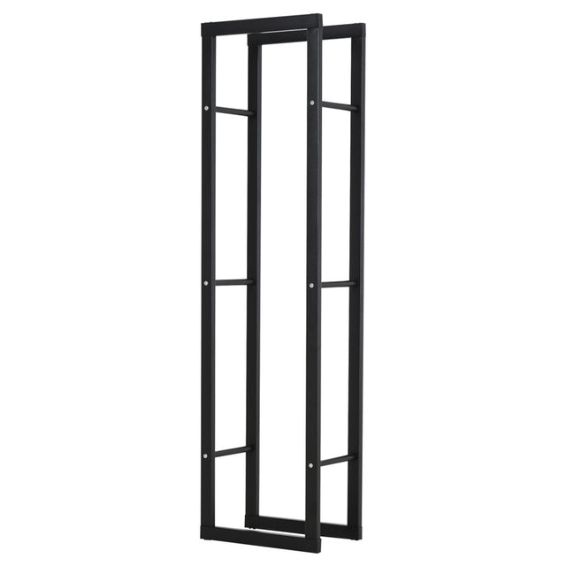HOMCOM Metal Firewood Log Holder Tall Firewood Rack Indoor Outdoor Fireplace Wood Storage Shelf with Side Rails, Rust-Resistant, Black, 40W x 25D x 150H cm