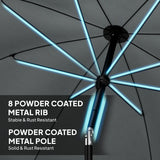 Outsunny 1.8 m Beach Umbrella Parasol with Sand Anchor, Portable 30 Tilting Patio Sun Shade with Adjustable Height, Dark Grey