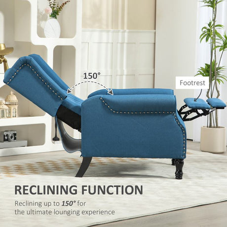 HOMCOM 150° Reclining Vintage Armchair, with footrest - Blue