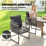 Outsunny 4-Seater Garden Dining Set, Rattan Outdoor Furniture with Space-Saving Chairs and Thick Cushions for Patio Balcony Black