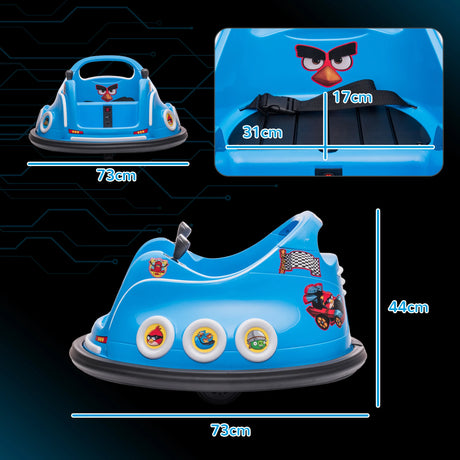 AIYAPLAY Angry Bird Licensed Waltzer Car, 12V Kids Bumper Car w/ Joysticks, Remote, Music LED Lights, Blue