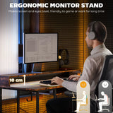 HOMCOM Computer Desk with LED Lights and Power Outlets, 120 x 55 cm Gaming Desk with Monitor Stand, Sliding Keyboard Tray and Storage Shelves for Home Office, Rustic Brown