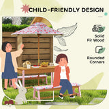 AIYAPLAY Kids Picnic Table Set with Removable & Foldable Umbrella, Cushions, Storage Boxes, Flamingo Theme, Pink