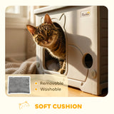 PawHut Cat House Stackable Pet Shelter with Removable Cushion for Indoor Outdoor Use Grey