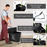 HOMCOM 20L Compact Mop Bucket on Wheels, with Water Separation Panel - Black