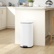 HOMCOM 30L Kitchen Bin, Compact Pedal Bin with Soft-Close and Stay-Open Lid, Removable Bucket for Kitchen, Home, Office, White