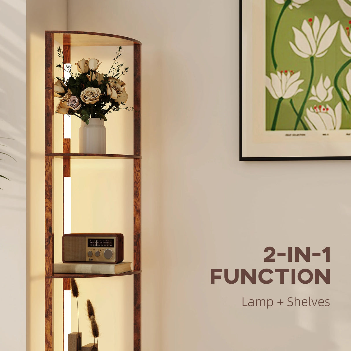 HOMCOM Three-Tier Corner Floor Lamp